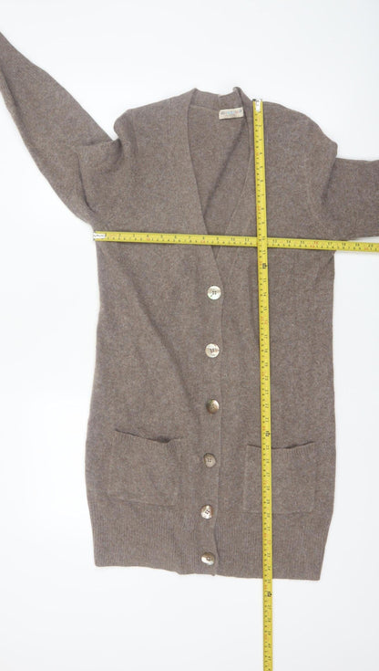 Marks and Spencer Women Brown Long Sleeve V-Neck Cardigan Size 16