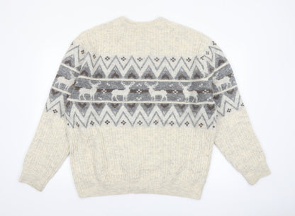 Next Men’s Beige Fair Isle Wool Blend Christmas Jumper L