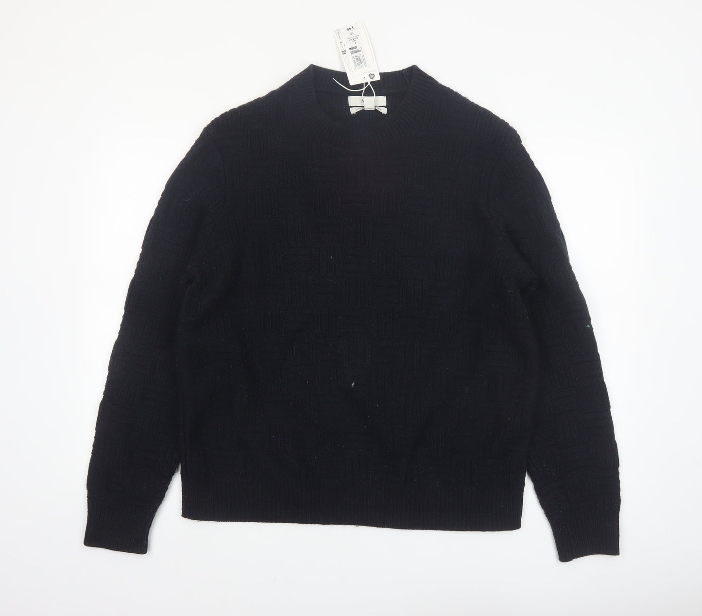 Marks and Spencer Mens Black Lambswool Blend Crew Neck Jumper L