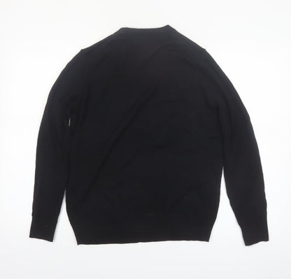 Marks and Spencer Womens Black Merino Wool Crew Neck Jumper Size 12