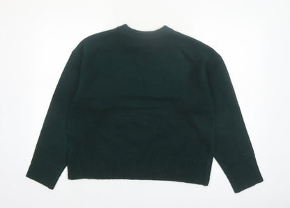 New Look Women's Green Crew Neck Knit Pullover Jumper Size M
