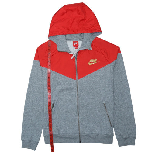 Nike Men's Grey & Red Windrunner Full Zip Hooded Track Jacket M