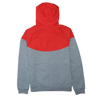 Nike Men's Grey & Red Windrunner Full Zip Hooded Track Jacket M