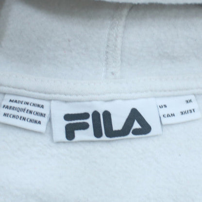 FILA Mens White 3XL Pullover Hoodie Fleece Logo Sweatshirt