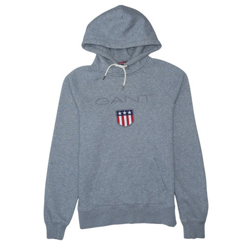 GANT Men's Grey Pullover Hoodie M Embroidered USA Shield Logo