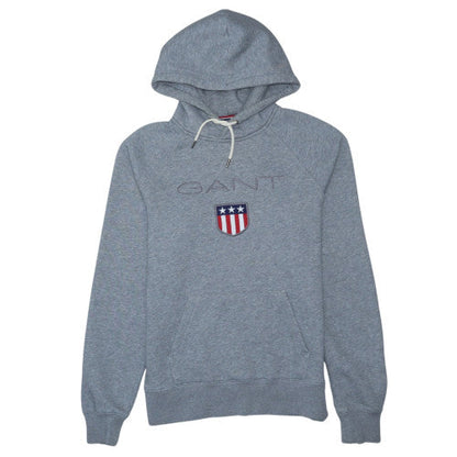 GANT Men's Grey Pullover Hoodie M Embroidered USA Shield Logo