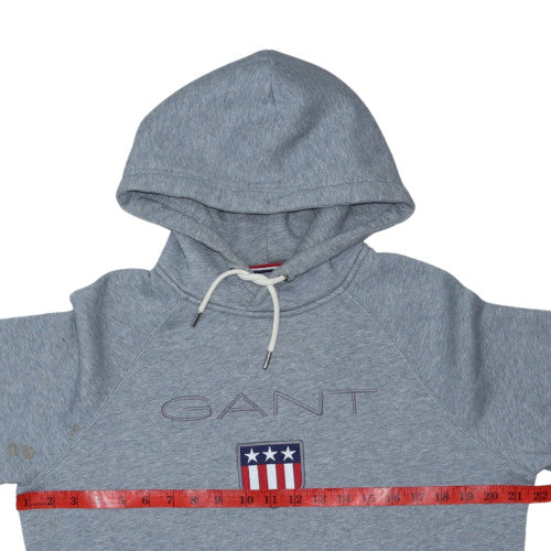 GANT Men's Grey Pullover Hoodie M Embroidered USA Shield Logo