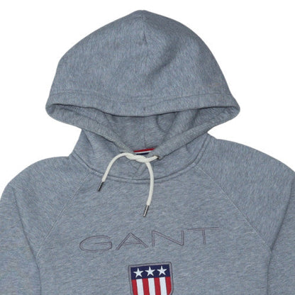 GANT Men's Grey Pullover Hoodie M Embroidered USA Shield Logo