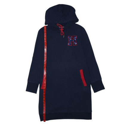 Tommy Hilfiger Women’s Blue Sequin Hooded Sweatshirt Dress Size L