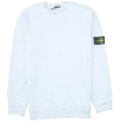 Stone Island Men's White XL Crew Neck Pullover Sweatshirt