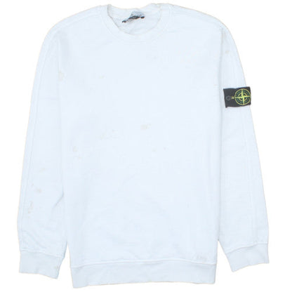 Stone Island Men's White XL Crew Neck Pullover Sweatshirt