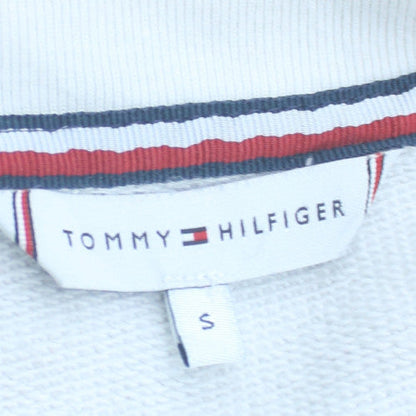 Tommy Hilfiger Women White Small Sweatshirt Crew Neck Logo Cotton