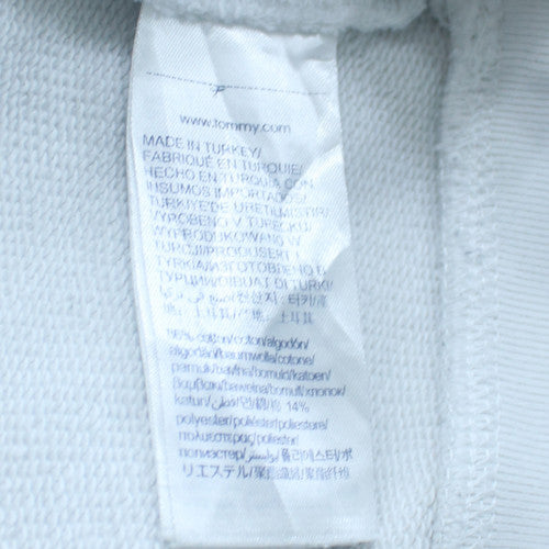 Tommy Hilfiger Women White Small Sweatshirt Crew Neck Logo Cotton