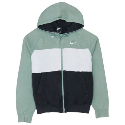 Nike Men's Green Full Zip Hoodie Small Colour Block Sportswear