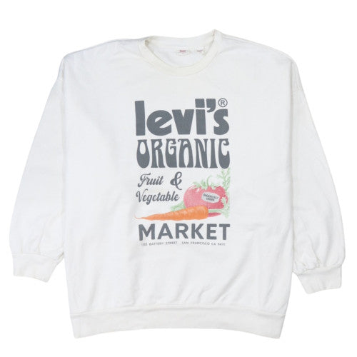 Levi's Women's White Graphic Pullover Sweatshirt XL Organic Market Print