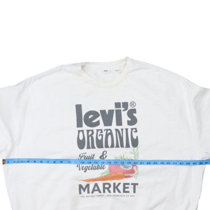 Levi's Women's White Graphic Pullover Sweatshirt XL Organic Market Print