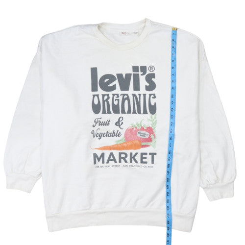 Levi's Women's White Graphic Pullover Sweatshirt XL Organic Market Print