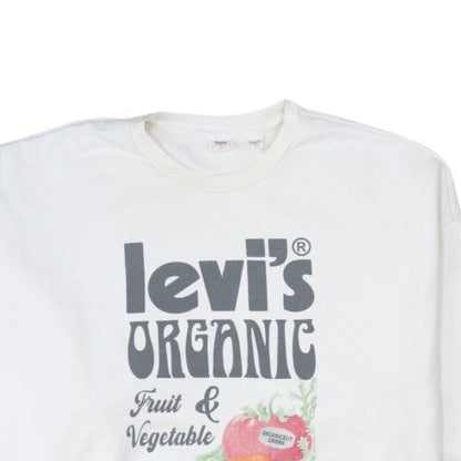 Levi's Women's White Graphic Pullover Sweatshirt XL Organic Market Print