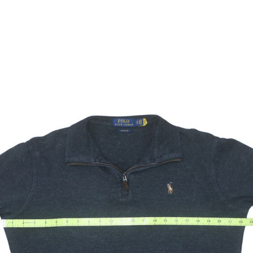 Ralph Lauren Men's Blue Cotton Half Zip Jumper Size S