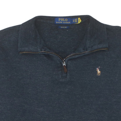 Ralph Lauren Men's Blue Cotton Half Zip Jumper Size S