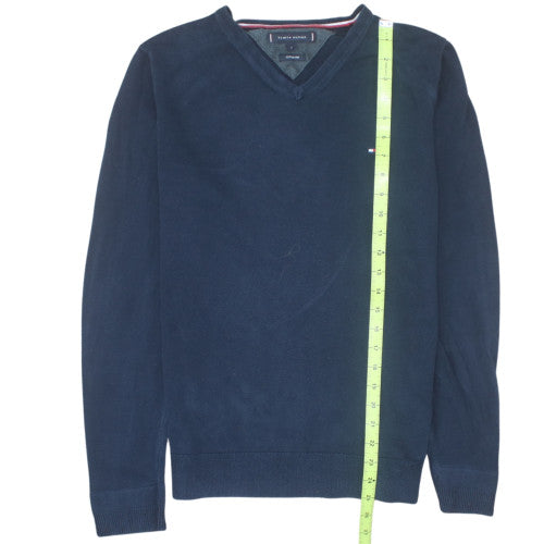 Tommy Hilfiger Men's Blue Cotton Silk V-Neck Jumper Size S