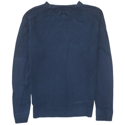Tommy Hilfiger Men's Blue Cotton Silk V-Neck Jumper Size S