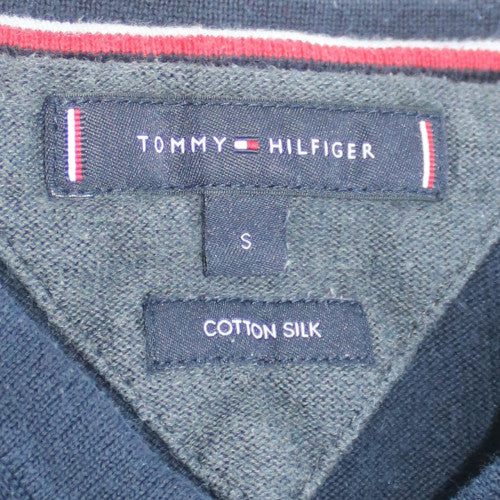 Tommy Hilfiger Men's Blue Cotton Silk V-Neck Jumper Size S