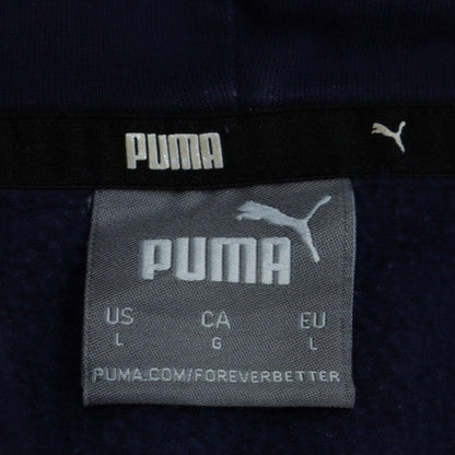 Puma Men's Blue Pullover Hoodie L Logo Fleece Sportswear