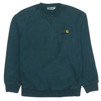 Carhartt Men Green Crew Neck Pullover Sweatshirt M Regular Fleece