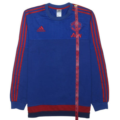 Adidas Men Blue Manchester United Sweatshirt L Crew Neck Fleece