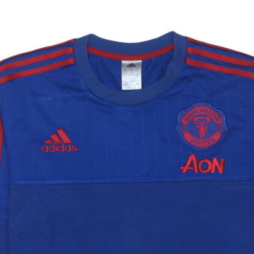 Adidas Men Blue Manchester United Sweatshirt L Crew Neck Fleece