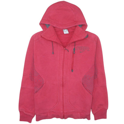Nike Men's Red Full Zip Hoodie Air Logo Fleece Size M