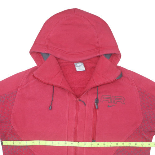 Nike Men's Red Full Zip Hoodie Air Logo Fleece Size M