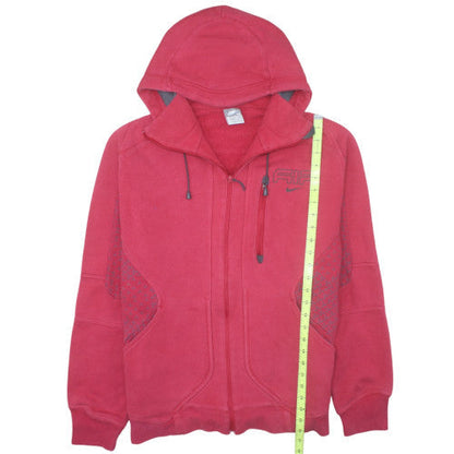Nike Men's Red Full Zip Hoodie Air Logo Fleece Size M