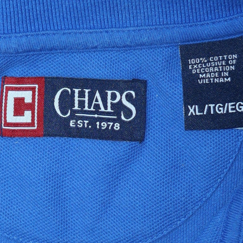 Chaps Men's Blue XL Cotton Short Sleeve Polo Shirt