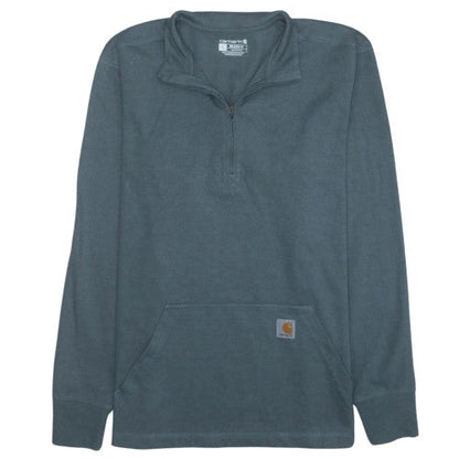 Carhartt Mens Blue Relaxed Fit 1/4 Zip Pullover Sweatshirt L