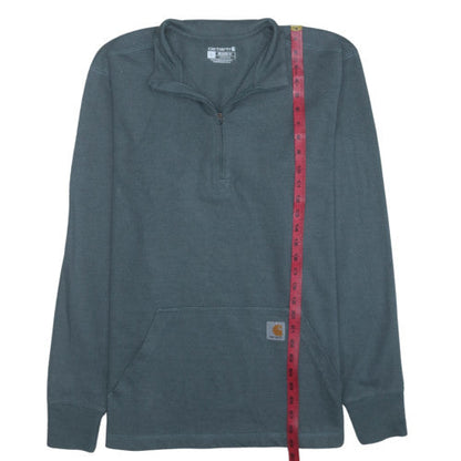 Carhartt Mens Blue Relaxed Fit 1/4 Zip Pullover Sweatshirt L