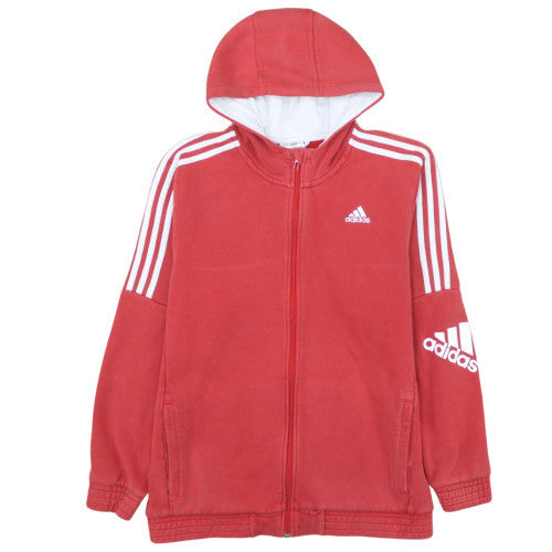 Adidas Men's Red Full Zip Fleece Hoodie Size L Sportswear