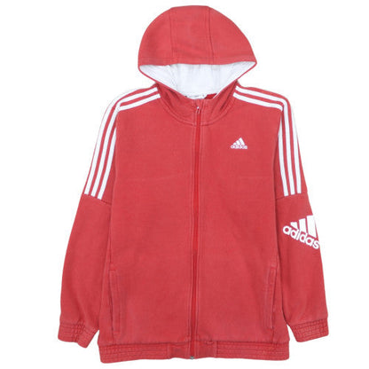 Adidas Men's Red Full Zip Fleece Hoodie Size L Sportswear