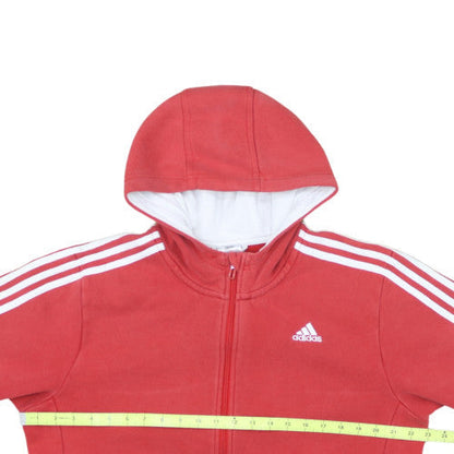 Adidas Men's Red Full Zip Fleece Hoodie Size L Sportswear