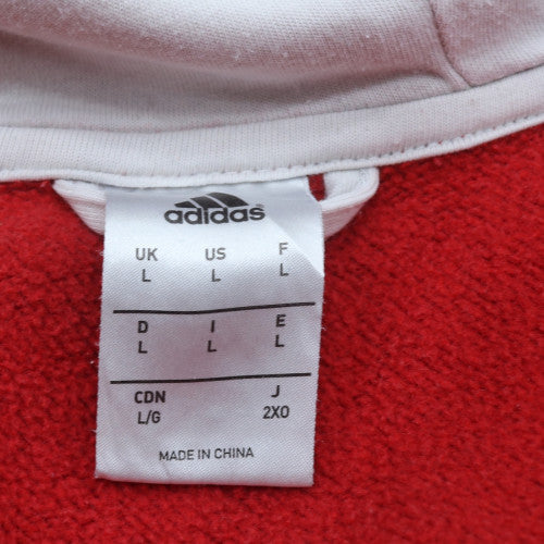 Adidas Men's Red Full Zip Fleece Hoodie Size L Sportswear