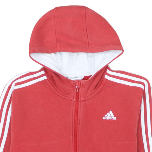 Adidas Men's Red Full Zip Fleece Hoodie Size L Sportswear