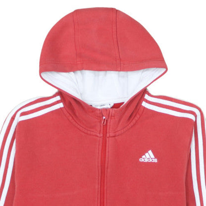 Adidas Men's Red Full Zip Fleece Hoodie Size L Sportswear