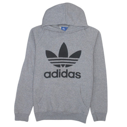 Adidas Mens Grey Hoodie M Pullover Fleece Graphic Logo Sweatshirt
