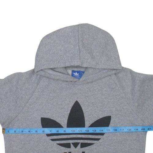Adidas Mens Grey Hoodie M Pullover Fleece Graphic Logo Sweatshirt