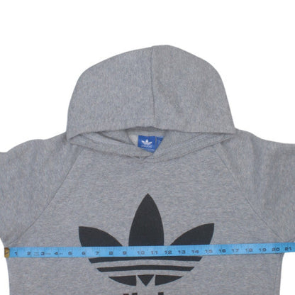 Adidas Mens Grey Hoodie M Pullover Fleece Graphic Logo Sweatshirt