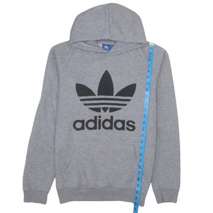 Adidas Mens Grey Hoodie M Pullover Fleece Graphic Logo Sweatshirt