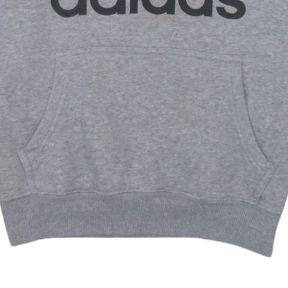 Adidas Mens Grey Hoodie M Pullover Fleece Graphic Logo Sweatshirt