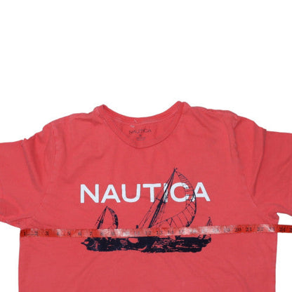 Nautica Men's Red Crew Neck Short Sleeve Graphic T-Shirt XL