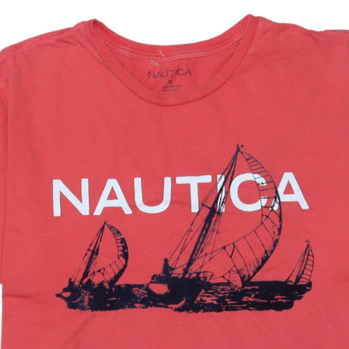 Nautica Men's Red Crew Neck Short Sleeve Graphic T-Shirt XL